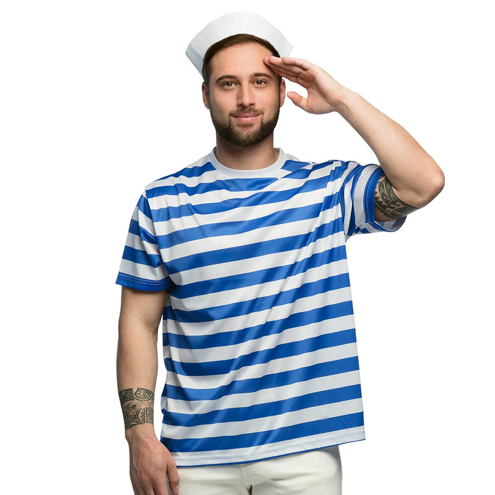 Carnaval Matroos/matrozen verkleed set - maat M/L - wit/blauw - voor volwassenen - Maritiem thema One size -