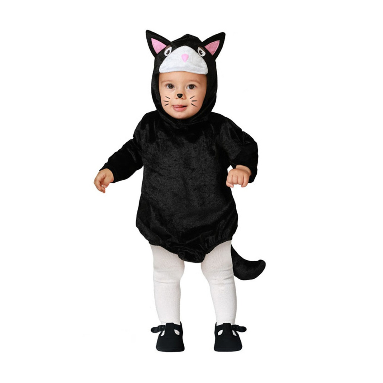 Verkleed set voor peuters - kat/poes - zwart/wit - 2-delig - carnaval verkleedkleding 12-24 maanden (80-92) -