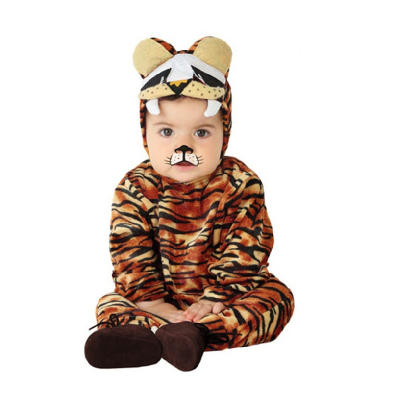 Verkleed set voor peuters - tijger - bruin - 2-delig - carnaval verkleedkleding 12-24 maanden (80-92) -