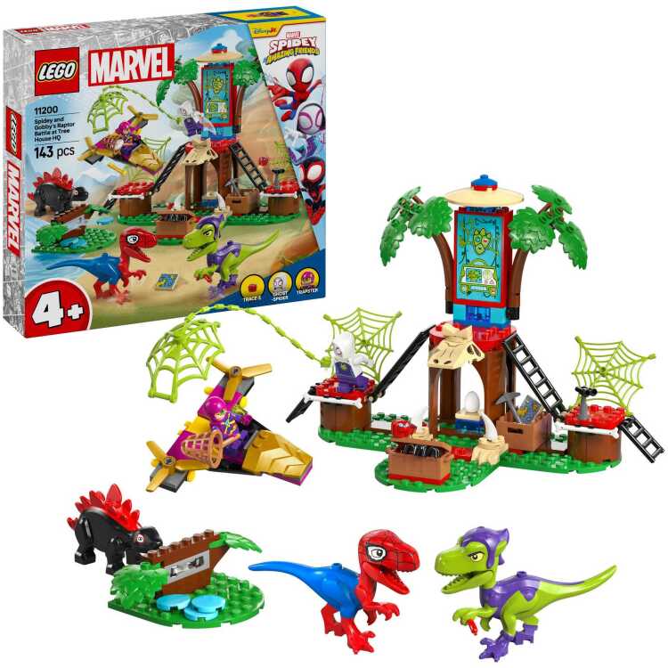LEGO Marvel Spidey And His Amazing Friends - Spidey en Gobby's raptorstrijd bij de boomhut constructiespeelgoed 11200 - Spidey en zijn geweldige vriendjes