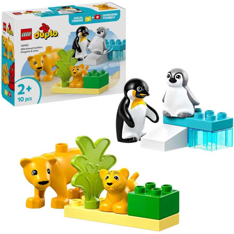 LEGO DUPLO Stad - Families van wilde dieren: pinguïns en leeuwen constructiespeelgoed 10442 - Wildlife families