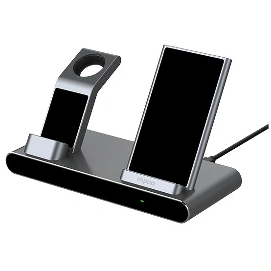 Rapoo Inductielader QI XC600 3 in 1 laadstation Oplader Zilver