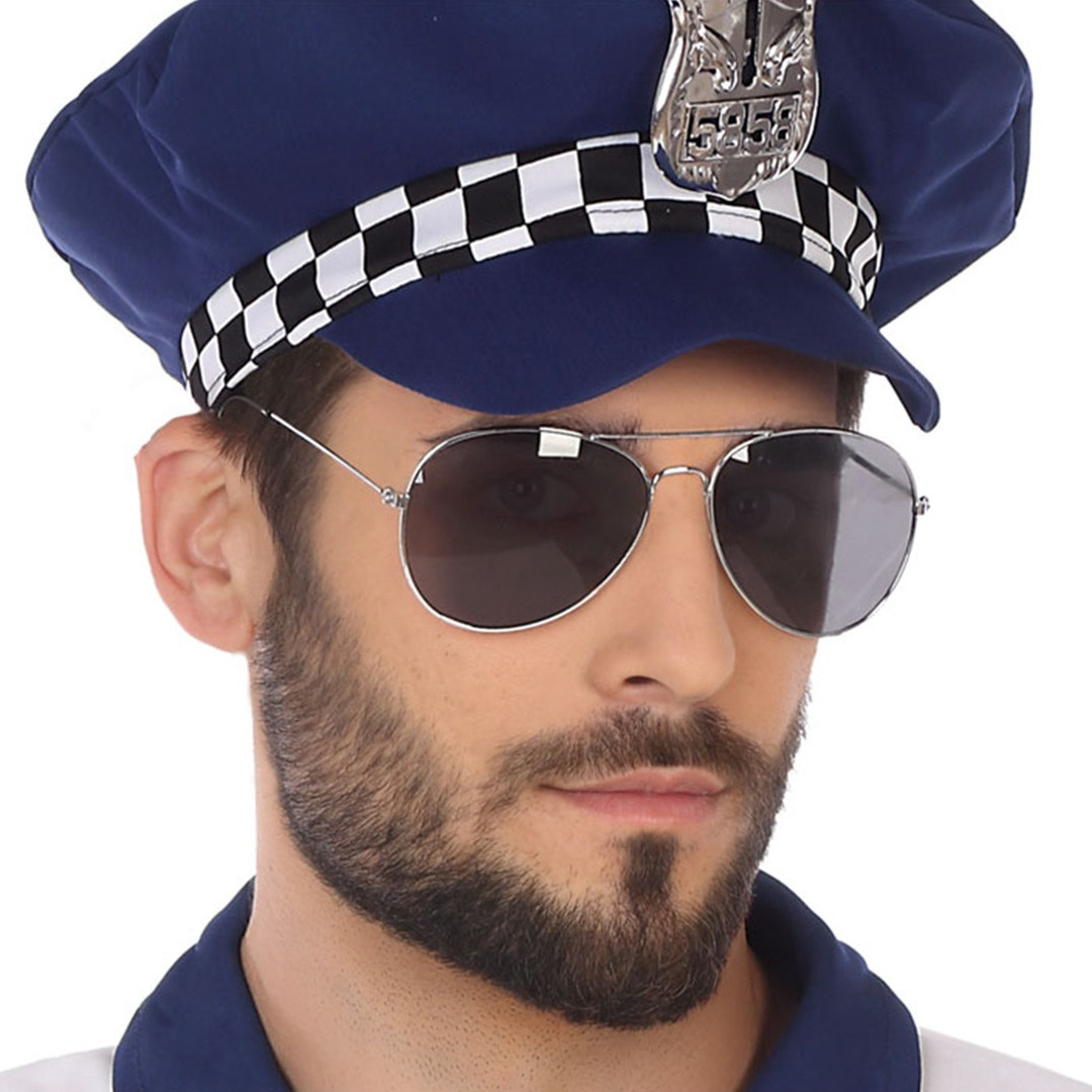 Carnaval/verkleed party bril Officer - zwart - volwassenen - piloot/politie agent/kapitein/gangster -