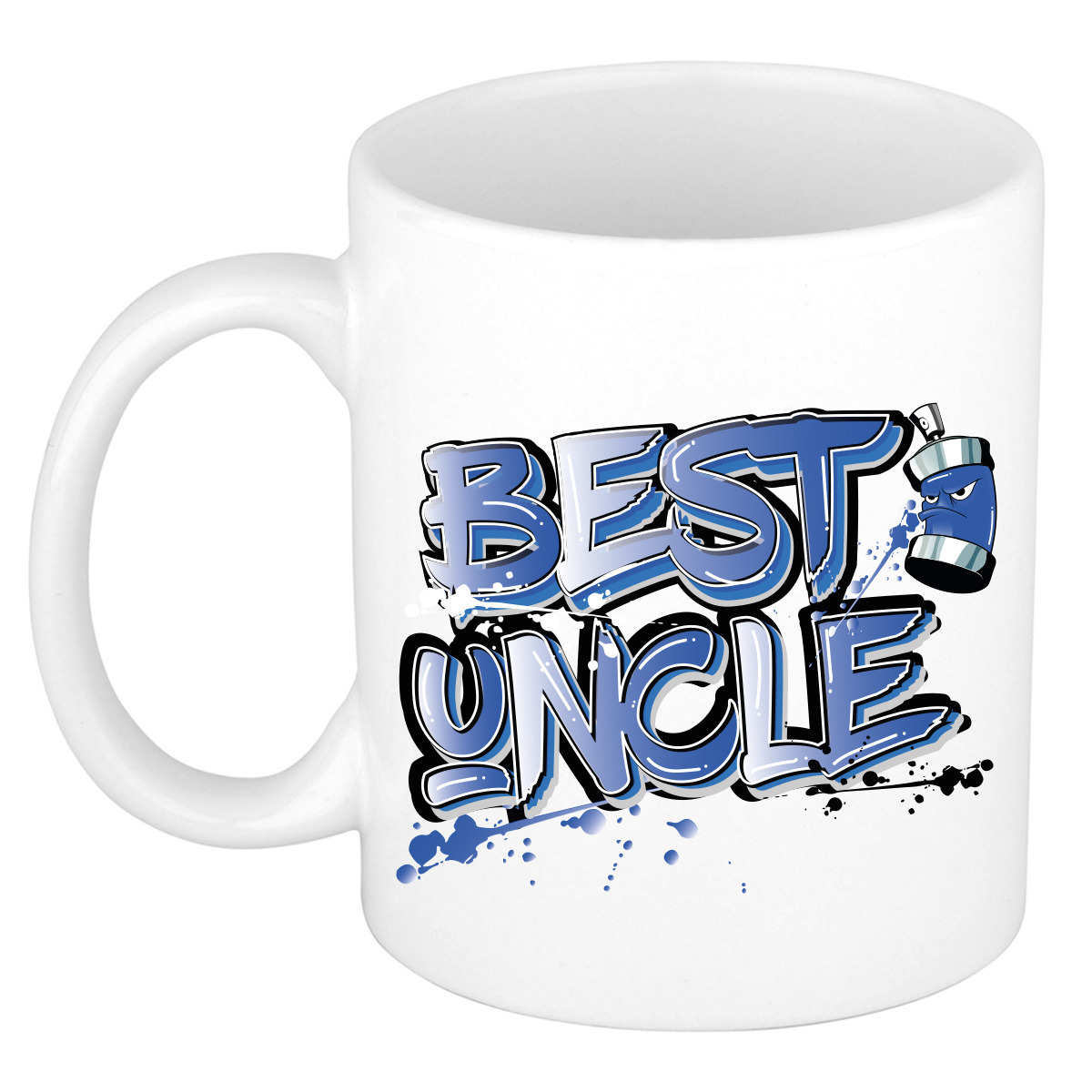Cadeau koffie/thee mok voor oom - blauw - graffiti letters - de beste - 300 ml -