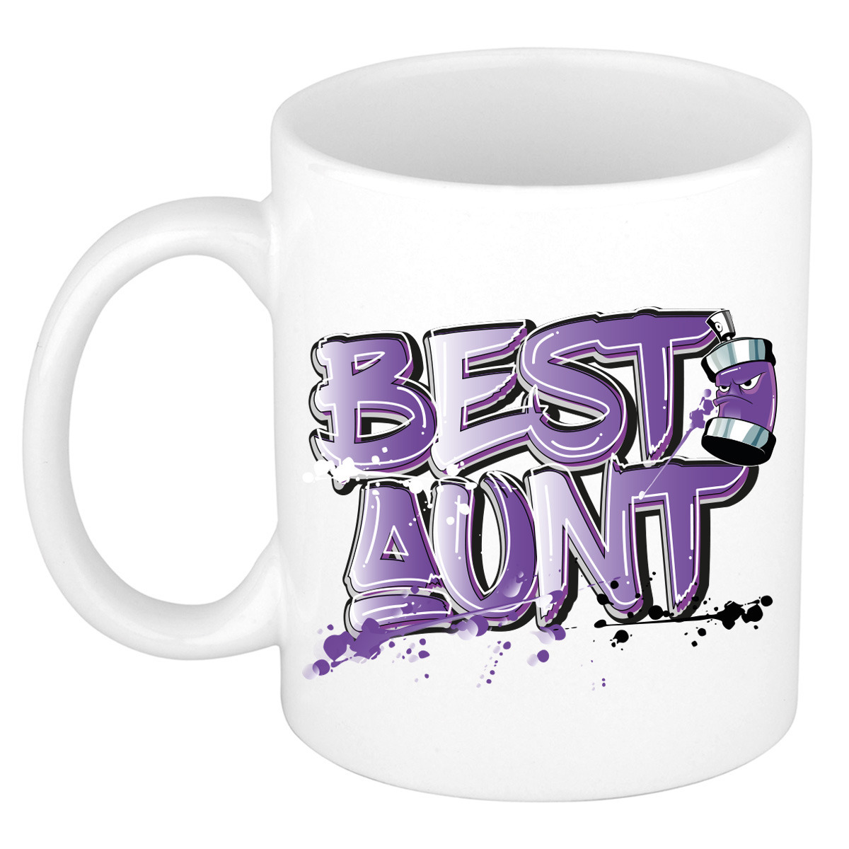 Cadeau koffie/tshee mok voor tante - paars - graffiti letters - de beste - 300 ml -