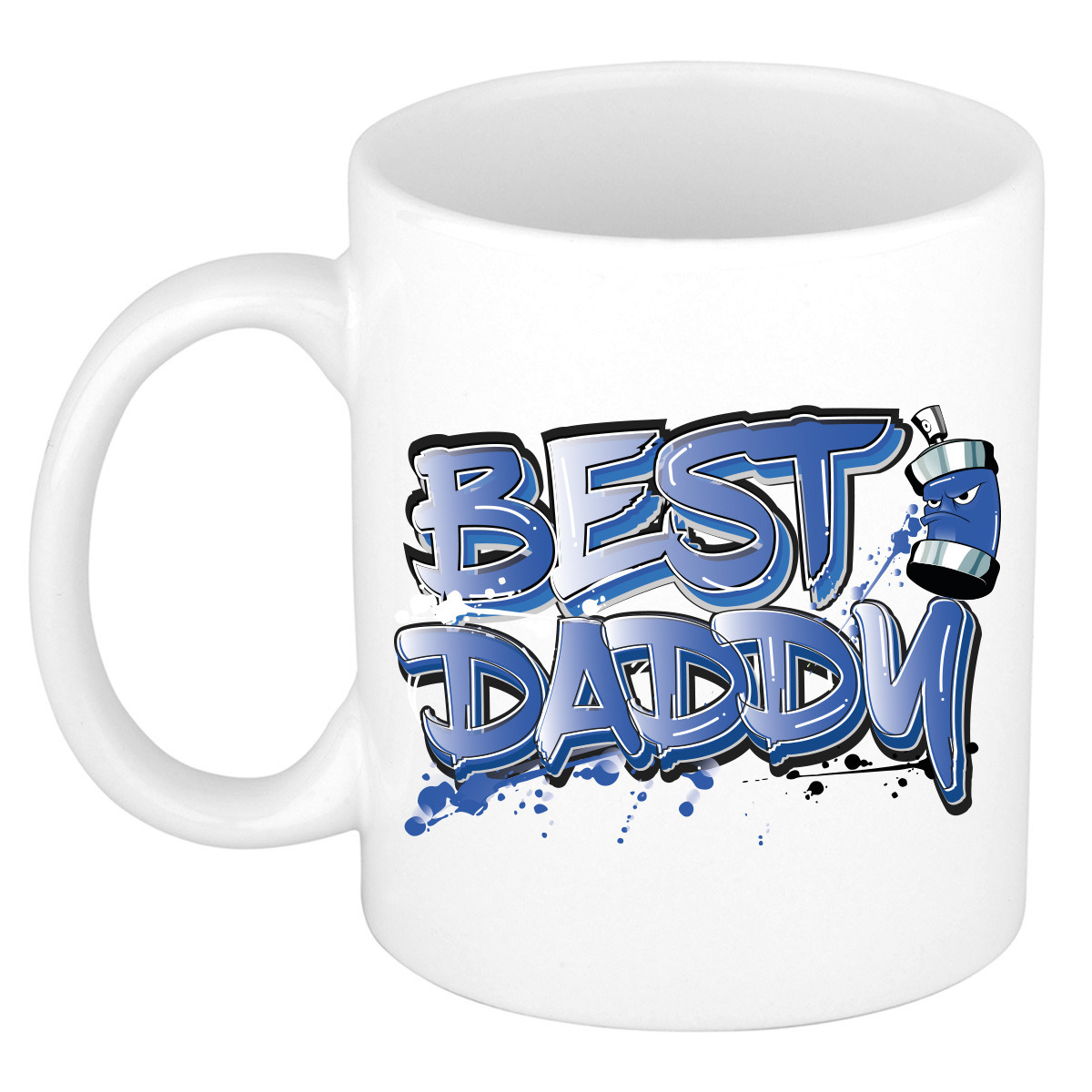 Cadeau koffie/thee mok voor papa - blauw - graffiti letters - de beste - 300 ml - Vaderdag -
