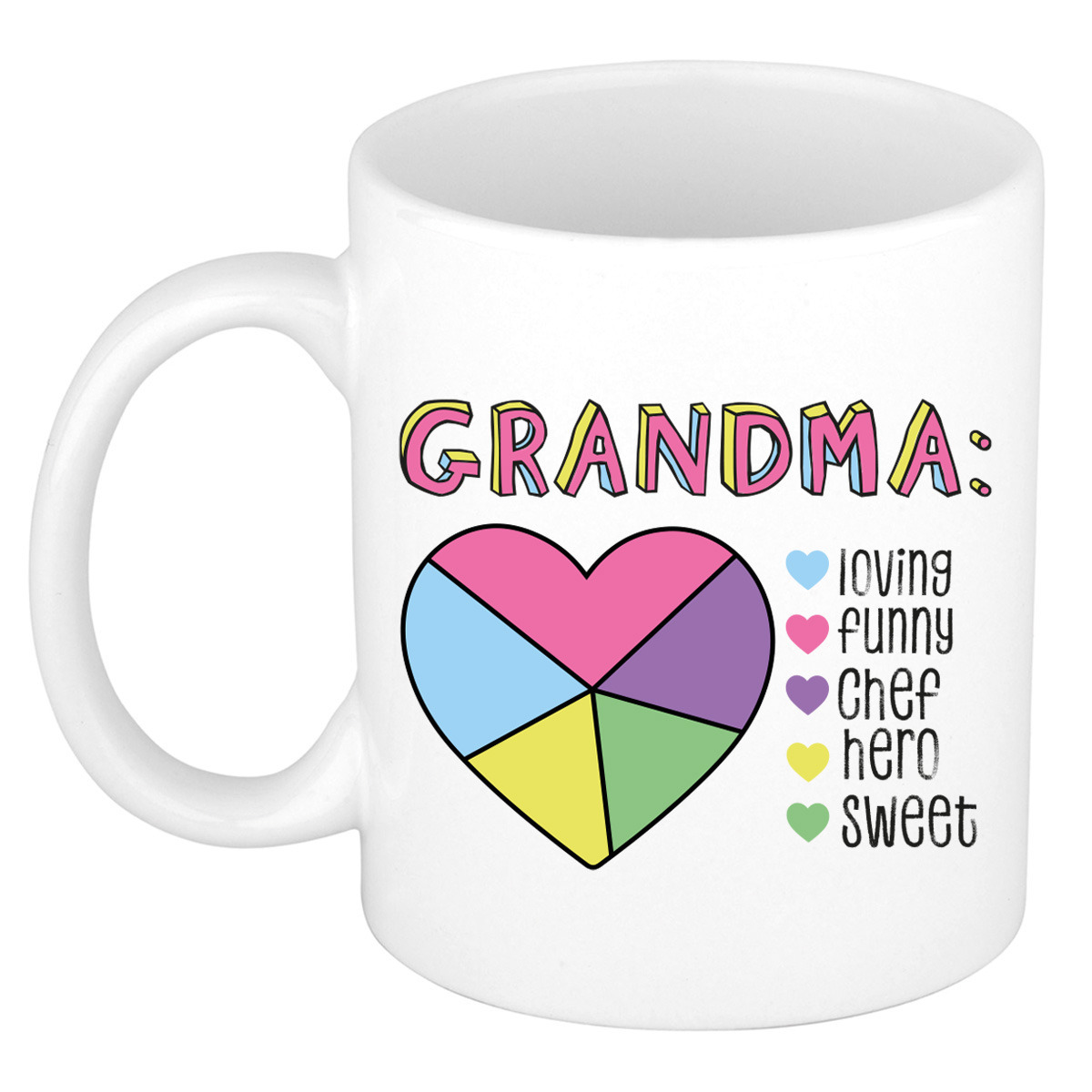 Cadeau koffie/thee mok voor Oma - wit - lieve woorden - keramiek - 300 ml -