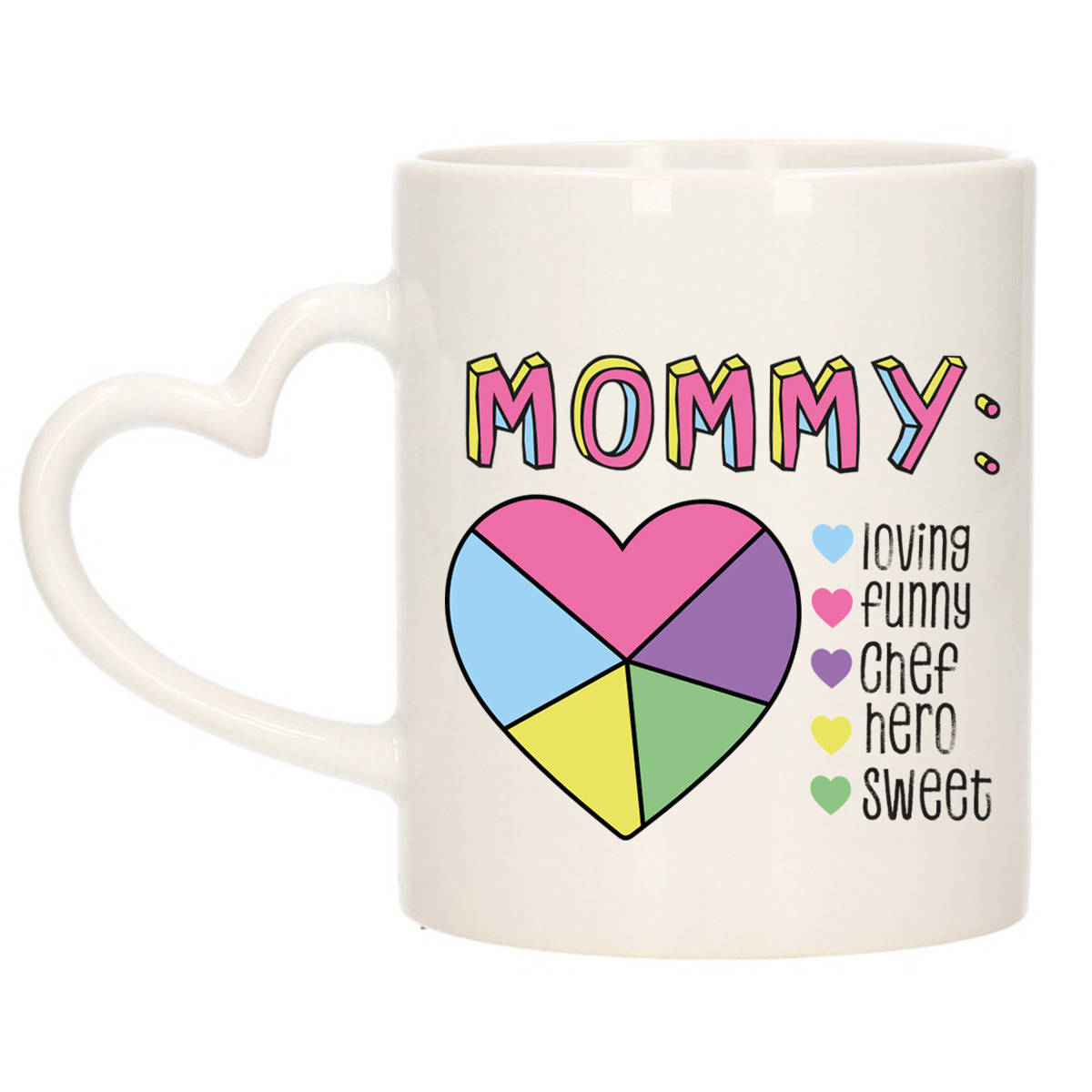 Cadeau koffie/thee mok voor Mama - hartjes oor - lieve woorden - keramiek - 300 ml -