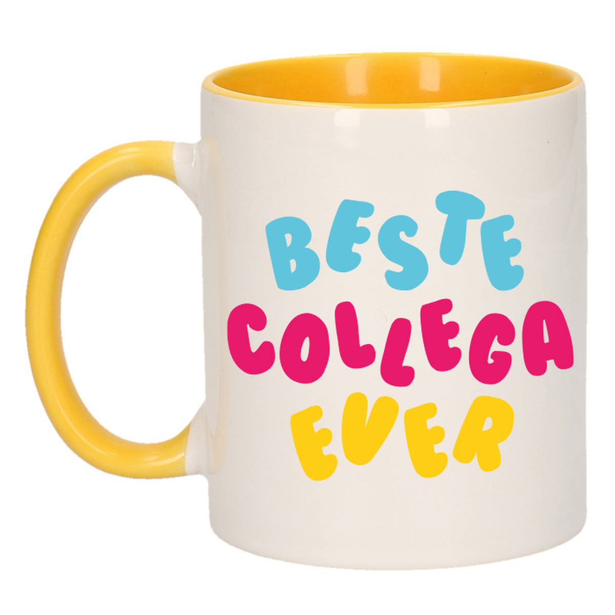 Cadeau mok voor collega - beste collega ever - geel - keramiek - 300 ml -