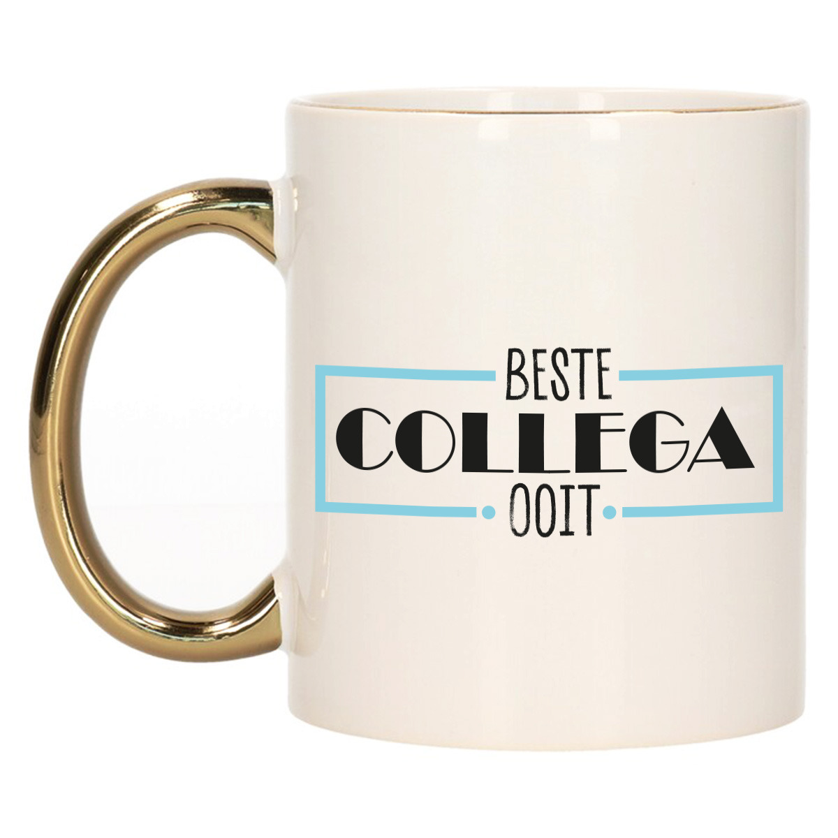 Cadeau mok voor collega - beste collega ooit - blauw/goud - keramiek - 300 ml -