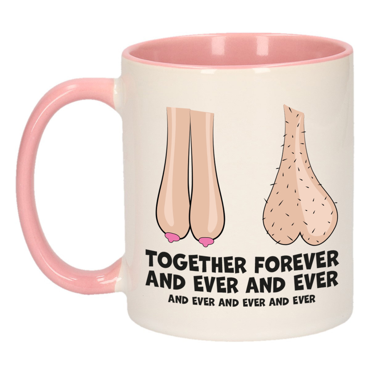 Cadeau mok voor trouw jubileum - together forever and ever - roze - keramiek - 300 ml -