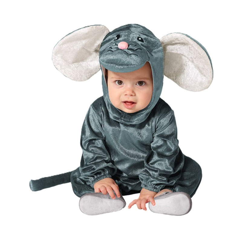 Verkleed set voor peuters - muis - grijs - 2-delig - carnaval verkleedkleding 12-24 maanden (80-92) -