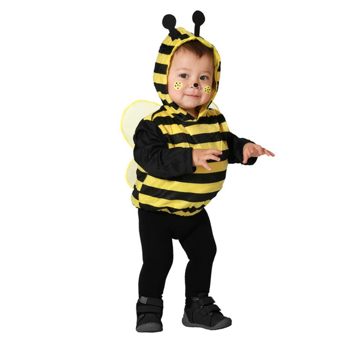 Verkleed pakje voor peuters - bijtje - zwart/geel gestreept - carnaval verkleedkleding 12-24 maanden (80-92) -
