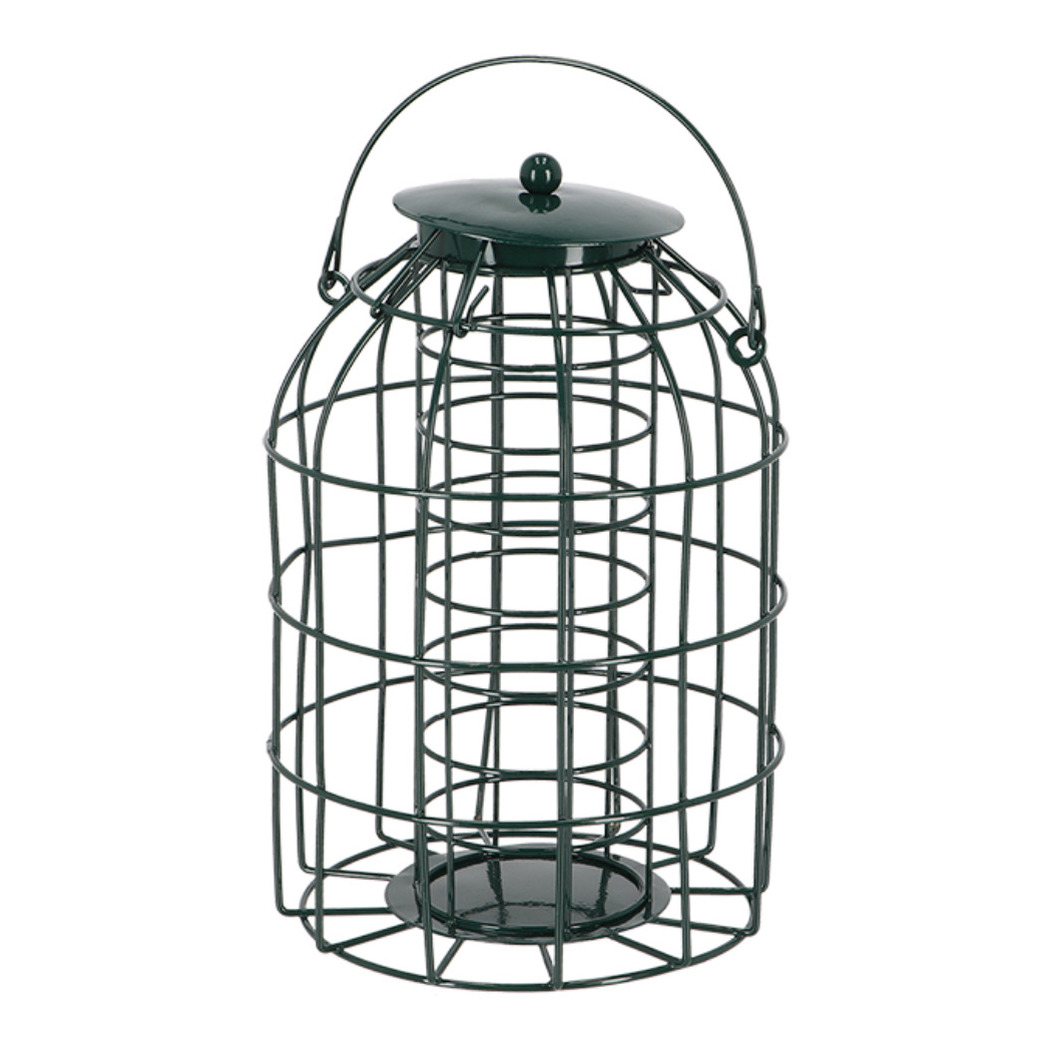 Selectieve vetbollensilo Mees - staal - 16 x 24 cm - vogel voedersilo voor vetbollen -