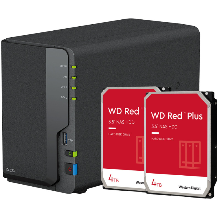 Synology DiskStation DS223 incl. 2x WD Red Plus 4 TB harde schijf nas