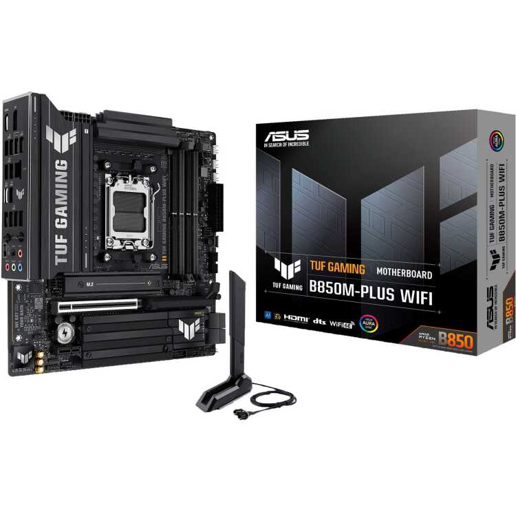 ASUS TUF GAMING B850M-PLUS WIFI moederbord 2.5 GbE-LAN, Wi-Fi 6E, BT, Sound, µATX