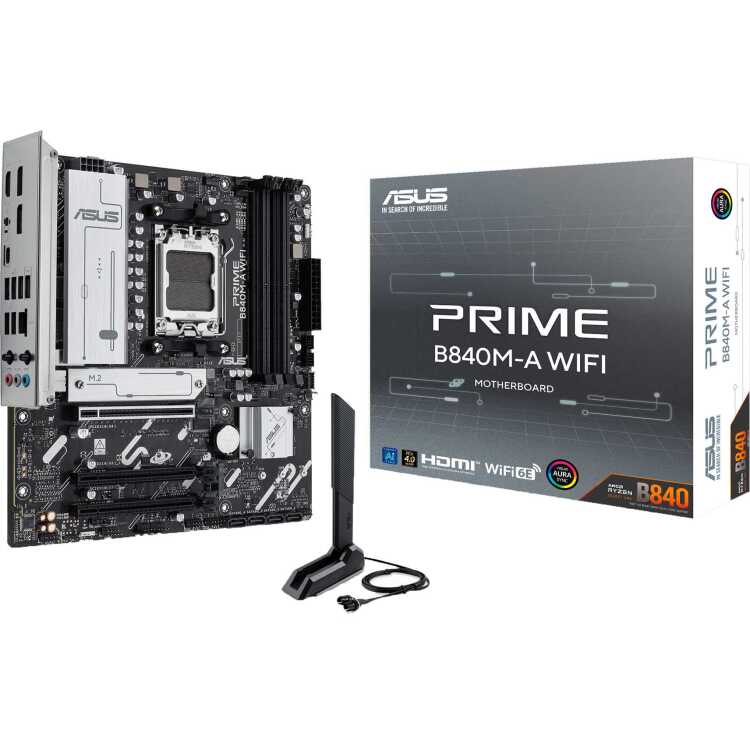 ASUS PRIME B840M-A WIFI moederbord 2.5 GbE-LAN, Wi-Fi 6E, BT, Sound, µATX