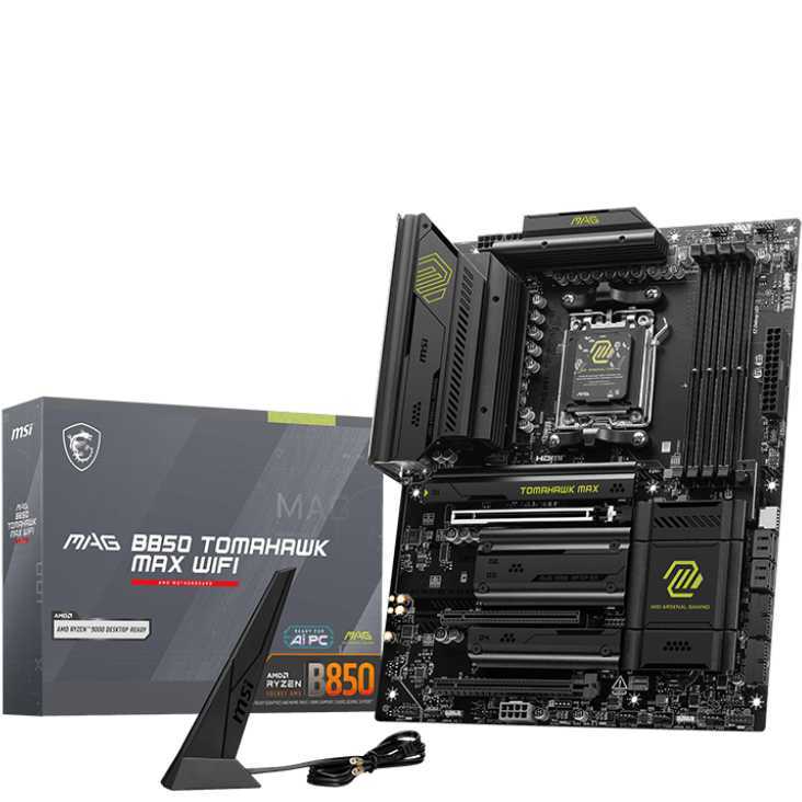 MSI MAG B850 TOMAHAWK MAX WIFI moederbord RAID, 5Gb-LAN, Wi-Fi 7, BT, Sound, ATX