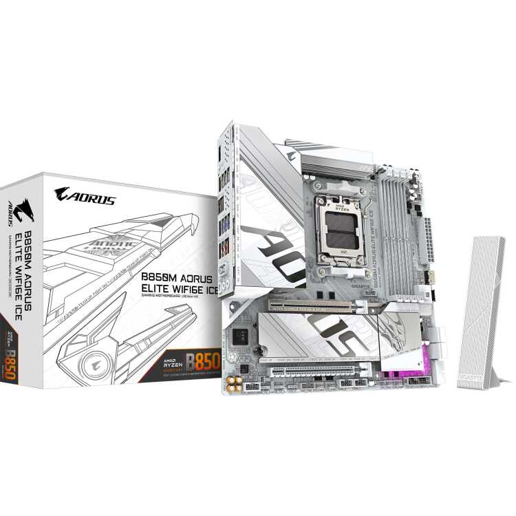 GIGABYTE B850M A ELT WF6E ICE moederbord RAID, 2,5Gb-LAN, WLAN, BT, Sound, µATX