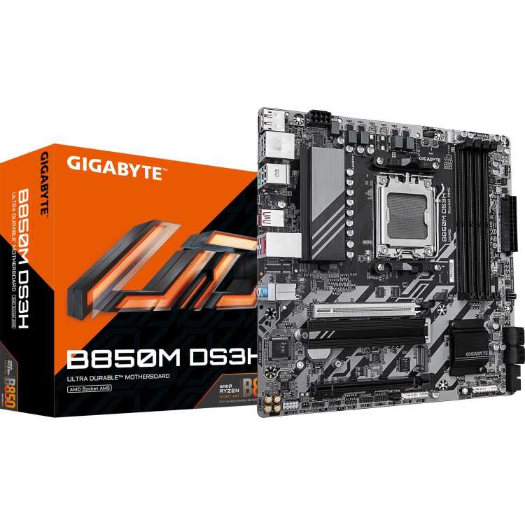 GIGABYTE B850M DS3H moederbord RAID, 2,5Gb-LAN, WLAN, BT, Sound, µATX