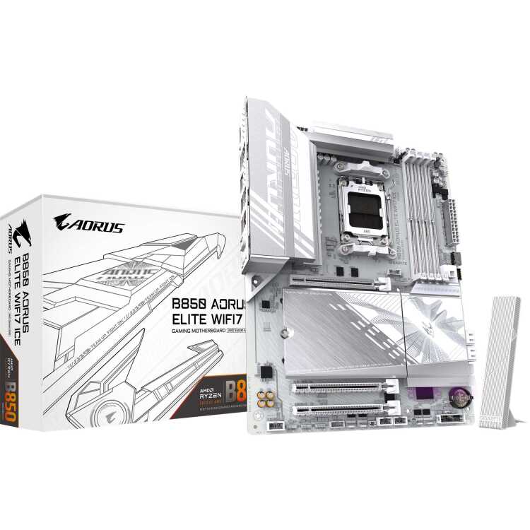 GIGABYTE B850 A ELITE WF7 ICE moederbord RAID, 2,5Gb-LAN, WLAN, BT, Sound, µATX