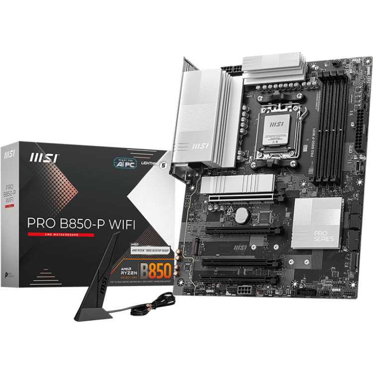 MSI PRO B850-P WIFI moederbord RAID, 5Gb-LAN, Wi-Fi 7, BT, Sound, ATX