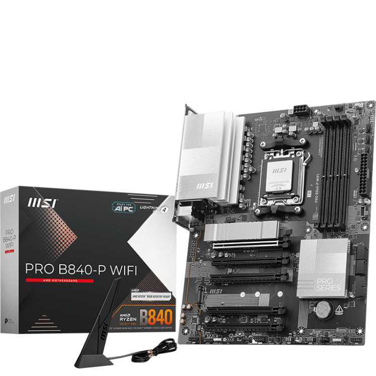 MSI PRO B840-P WIFI moederbord RAID, 2.5 Gb-LAN, Wi-Fi 7, BT, Sound, ATX