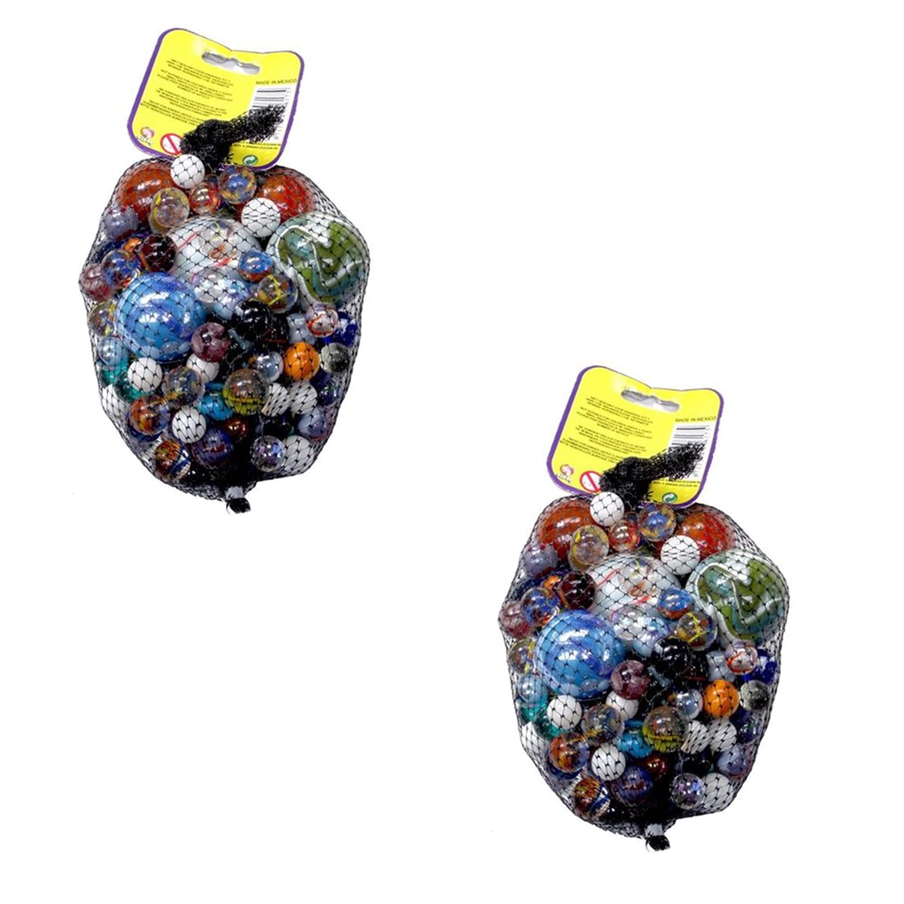 Speelgoed knikkers Mexicaantjes - glas - 2x kilo - verschillende formaten -
