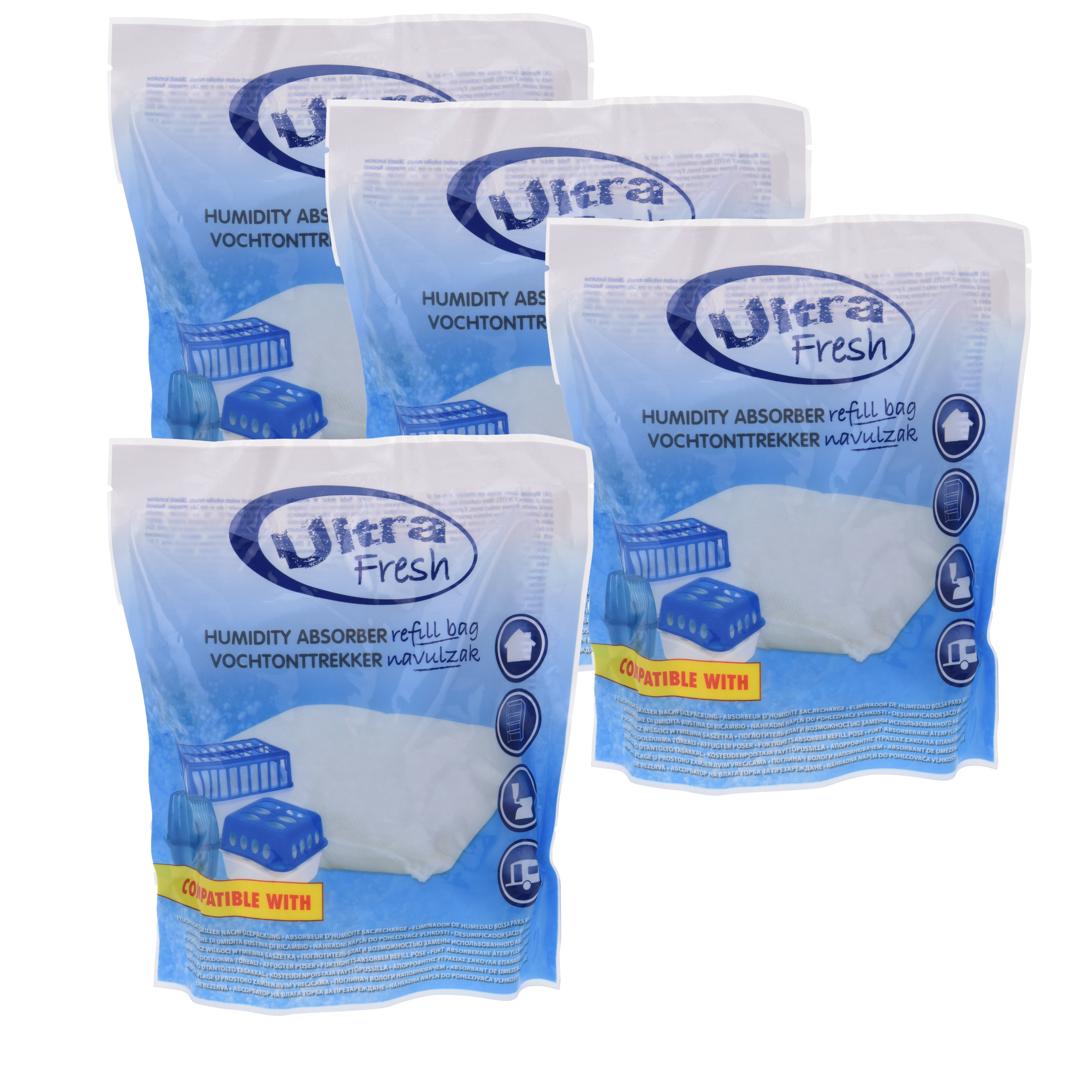Navulling voor vochtonttrekkers/vochtvangers/vochtopnemers - 4x - 450 gram -