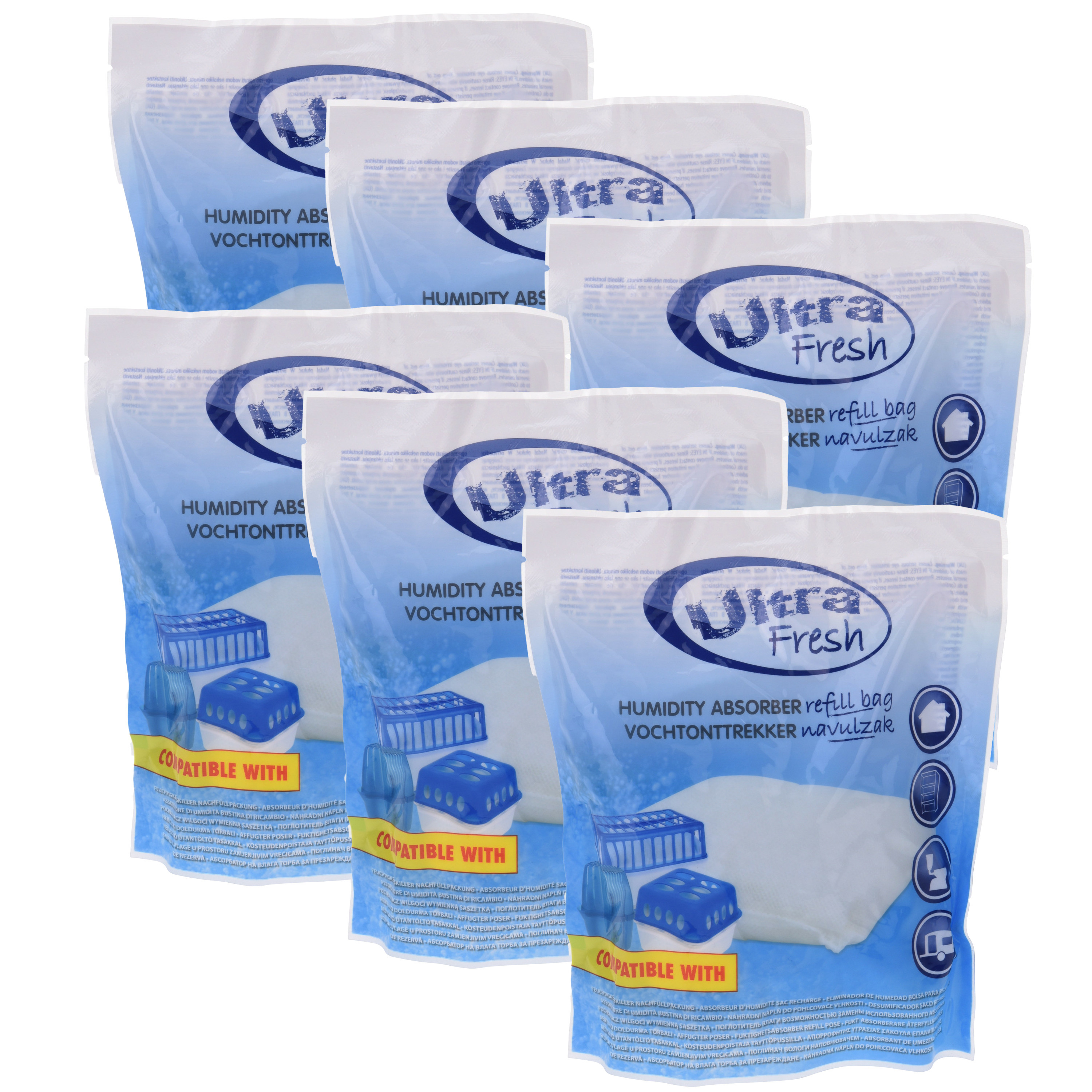 Navulling voor vochtonttrekkers/vochtvangers/vochtopnemers - 6x - 450 gram -