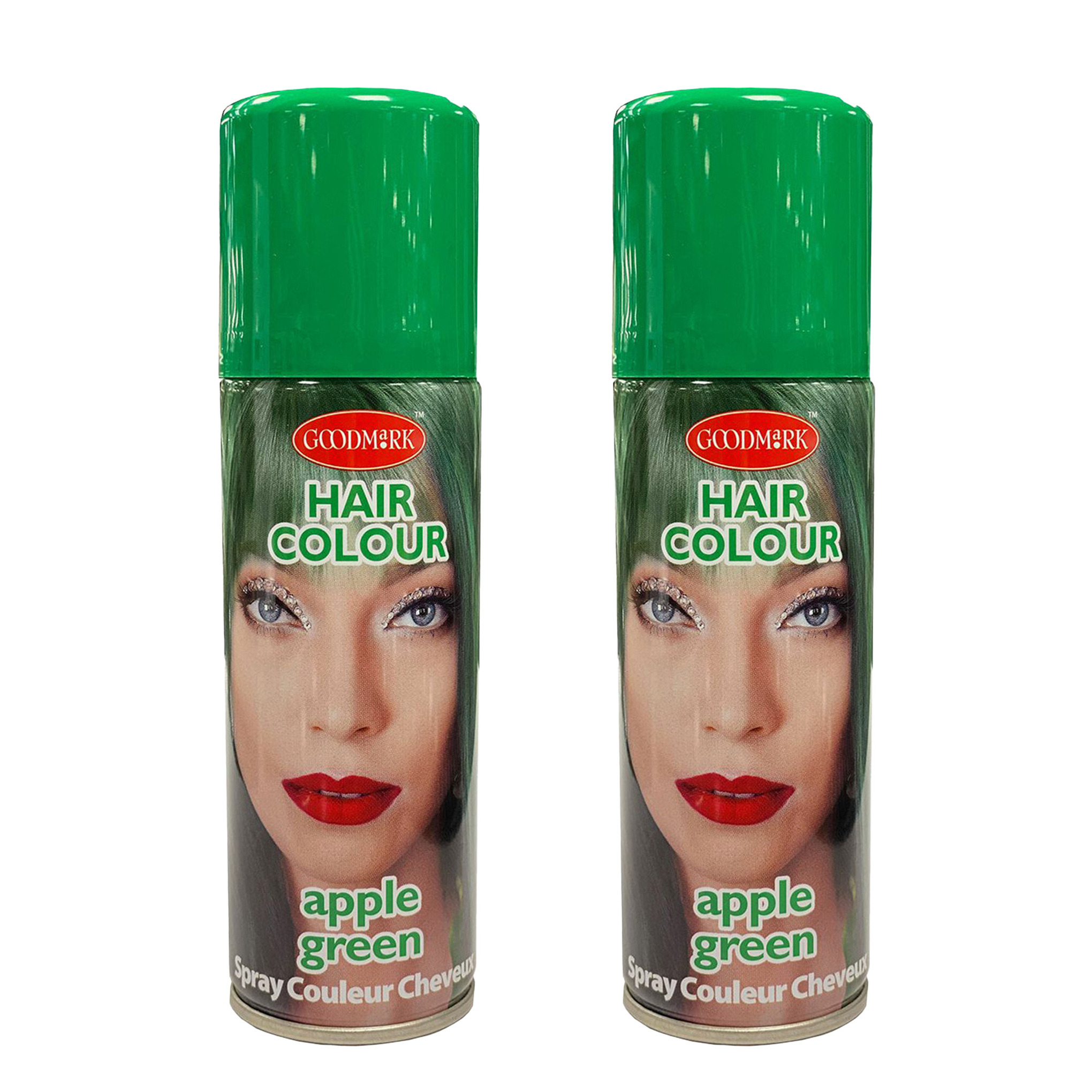 Haarspray of haarverf - 2x - kleur groen - verkleed accessoires - 125 ml - volwassenen en kinderen -