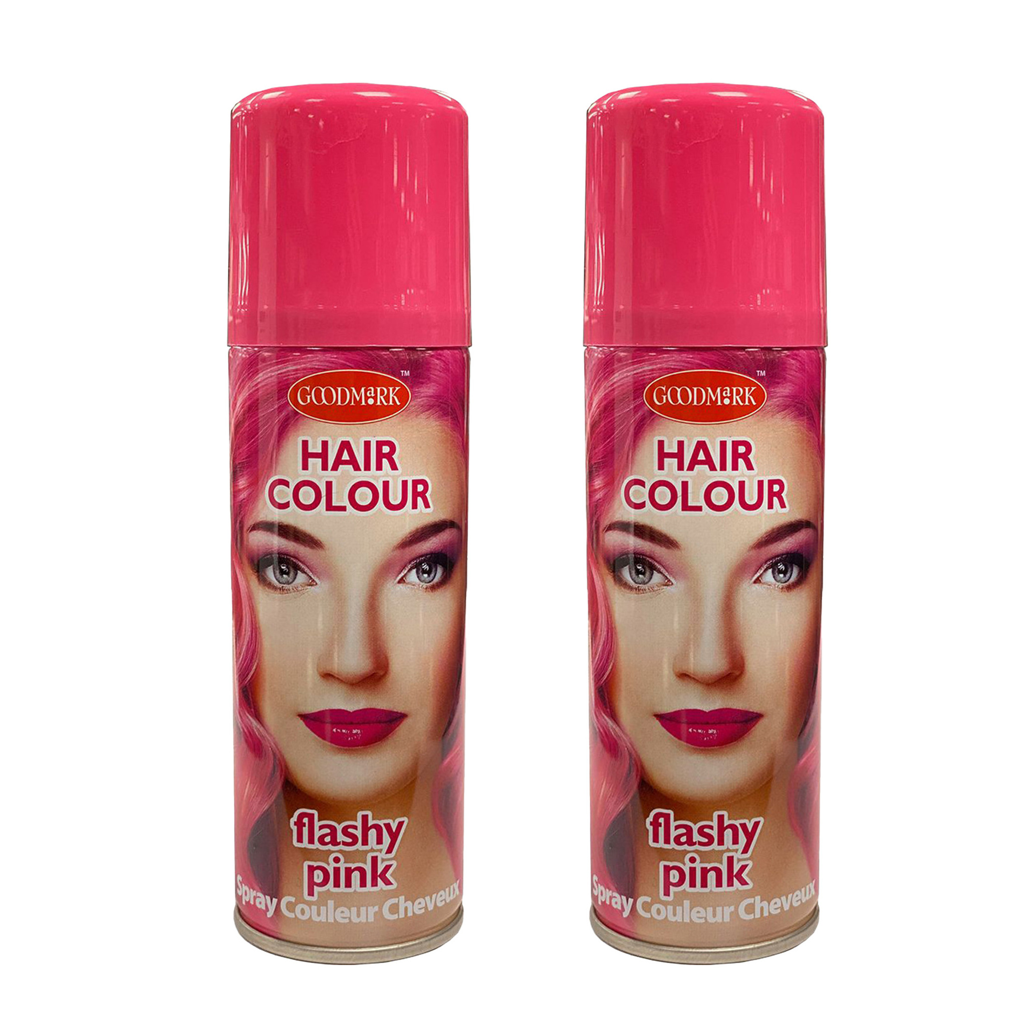 Haarspray of haarverf - 2x - kleur roze - verkleed accessoires - 125 ml - volwassenen en kinderen -