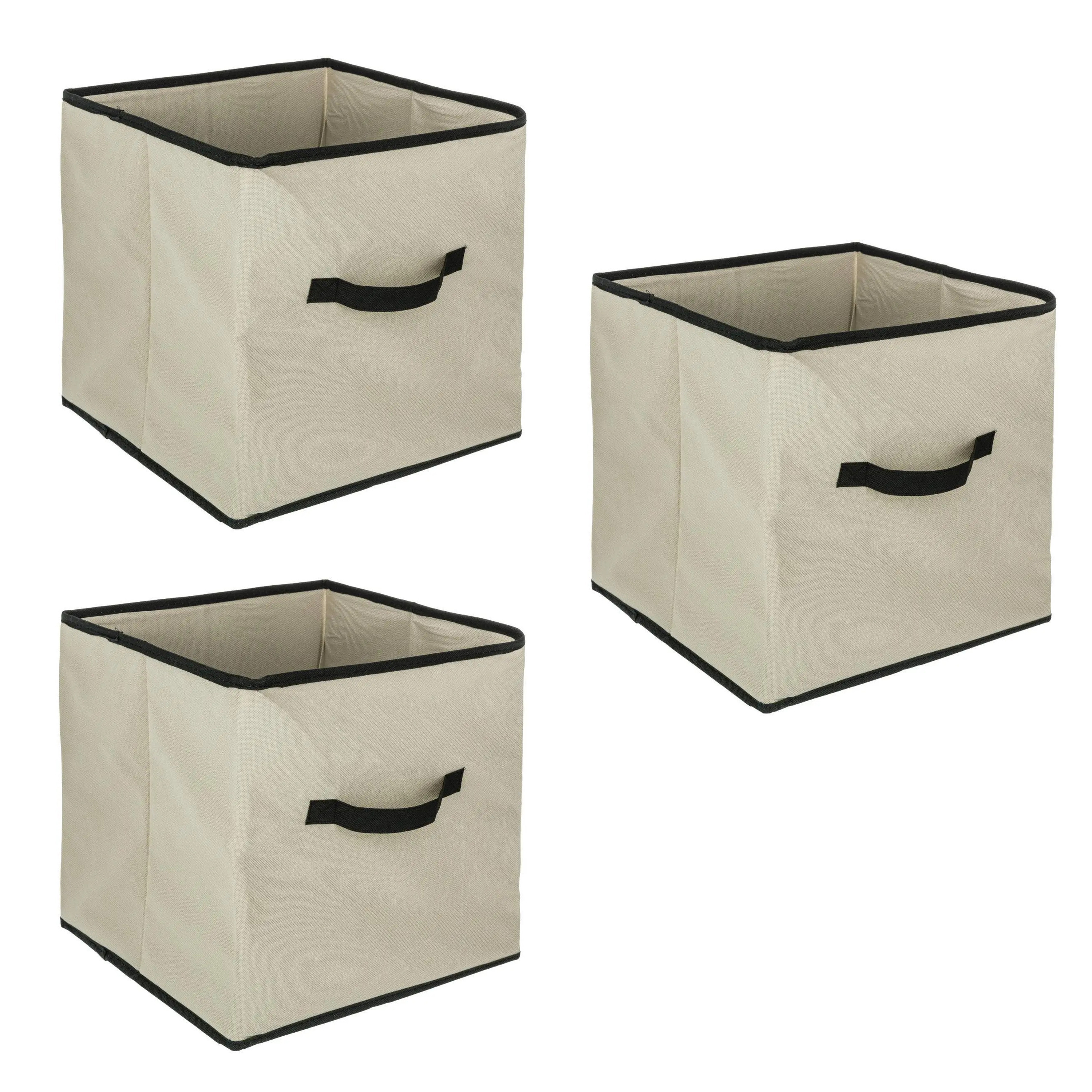 Opbergmand/kastmandje - 3x - Beige - 31 x 31 x 31 cm - 29 liter - Vakkenkast manden - Stof -