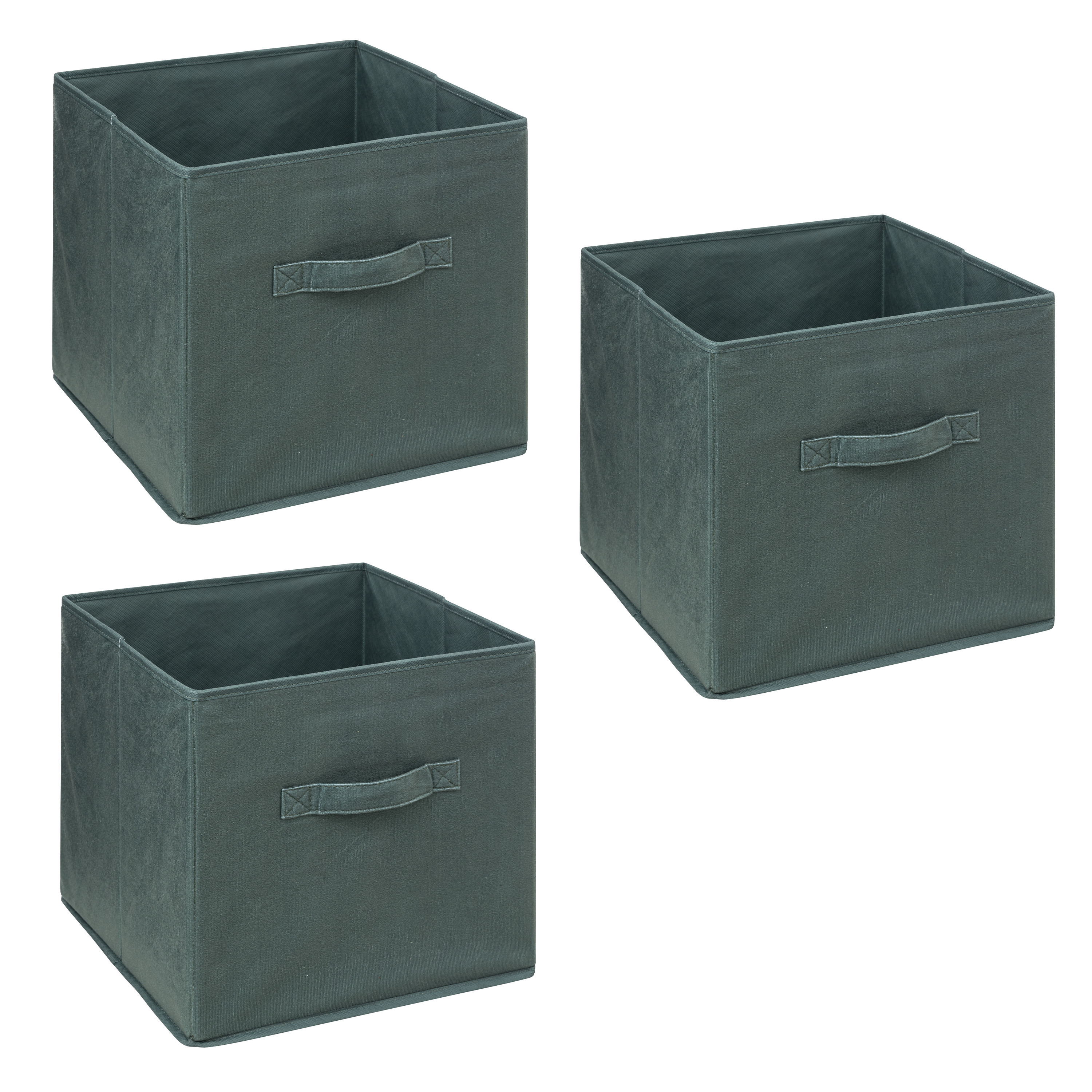 Opbergmand/kastmandje - 3x - Olijfgroen - 31 x 31 x 31 cm - 29 liter - Vakkenkast manden - Stof -