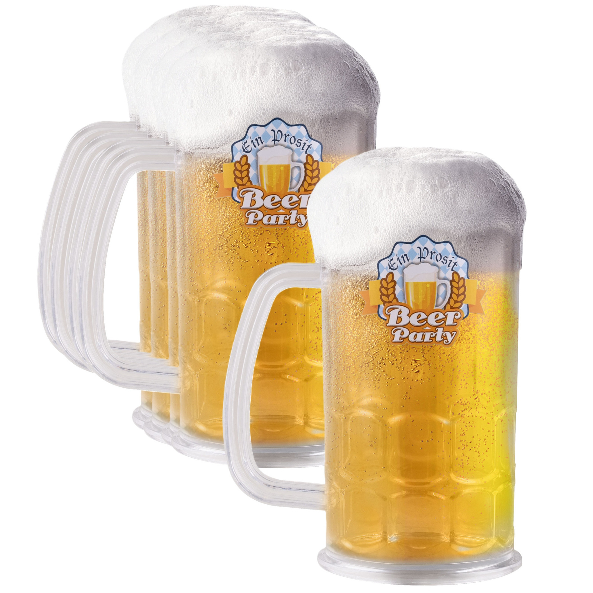 Bierpullen - 20x - transparant - 500 ml - hard plastic - bierglas - halve liter - bier beker - Oktob -