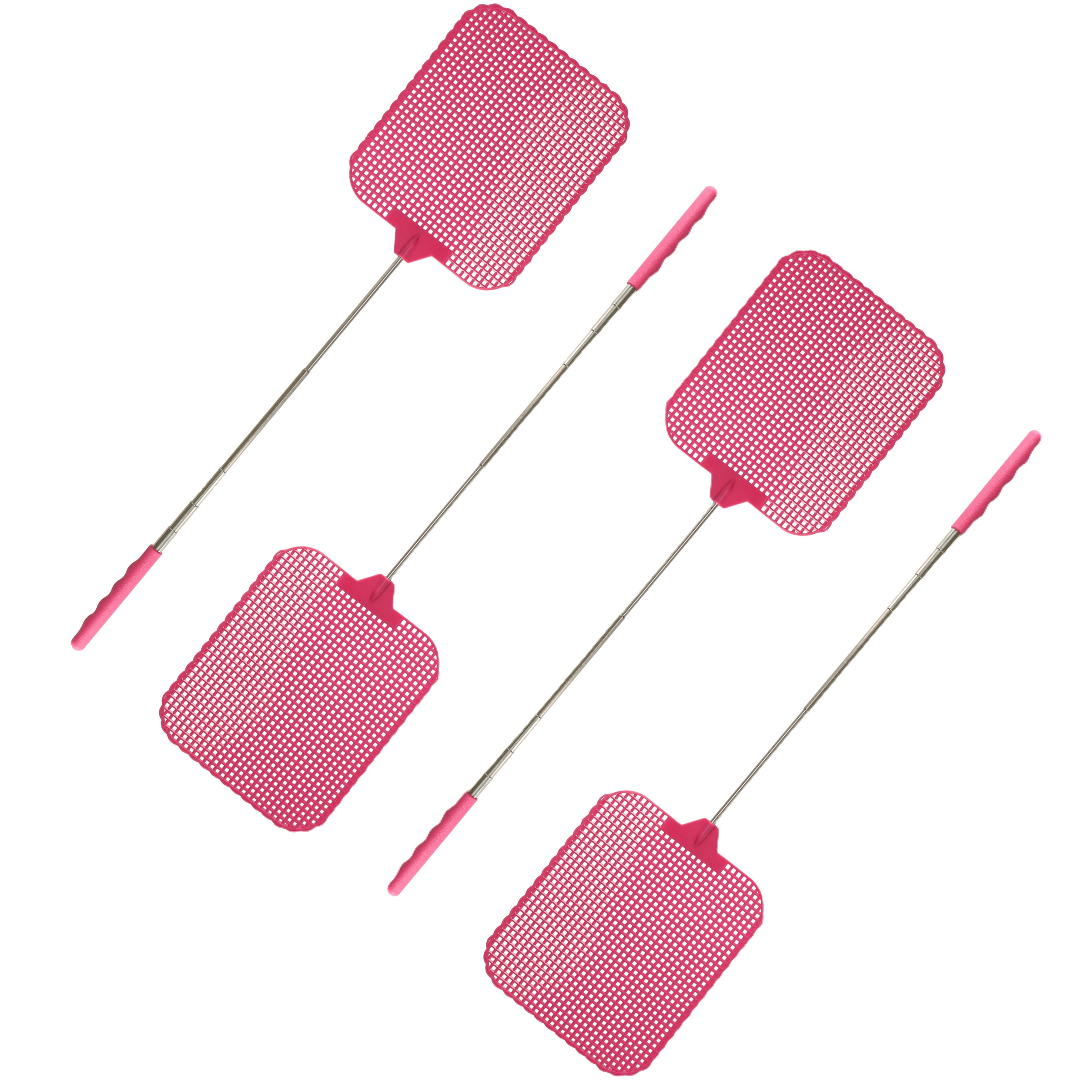 CM Vliegenmepper compact - 4x - uitschuifbaar - 35/77 cm - roze -