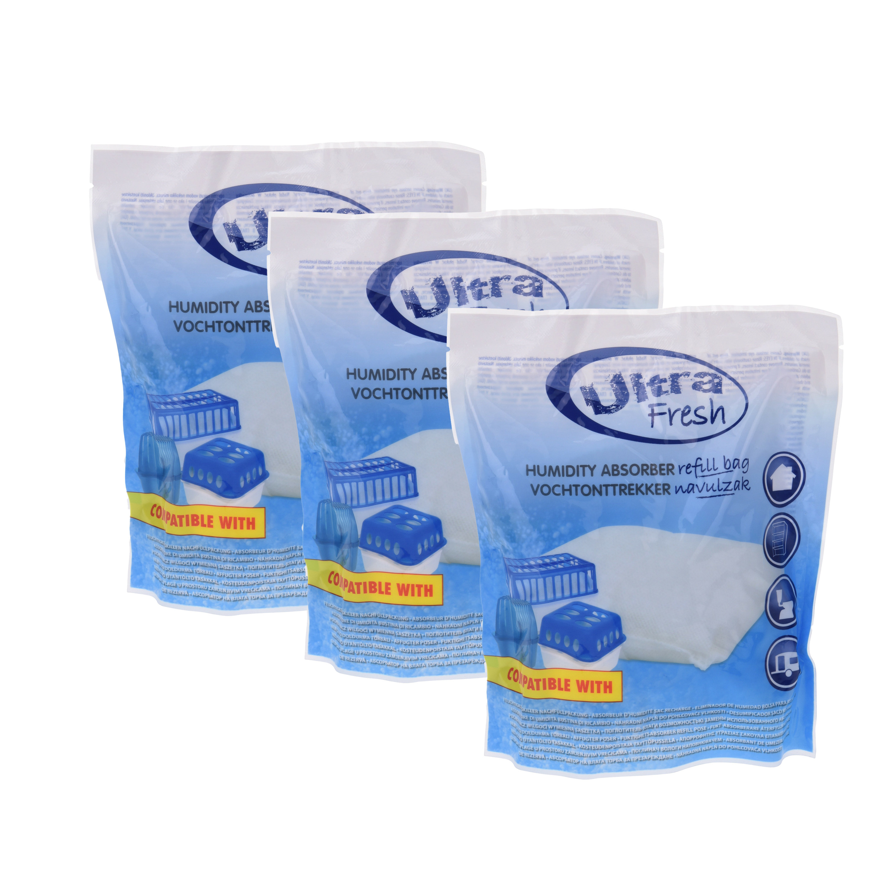 Navulling voor vochtonttrekkers/vochtvangers/vochtopnemers - 3x - 450 gram -