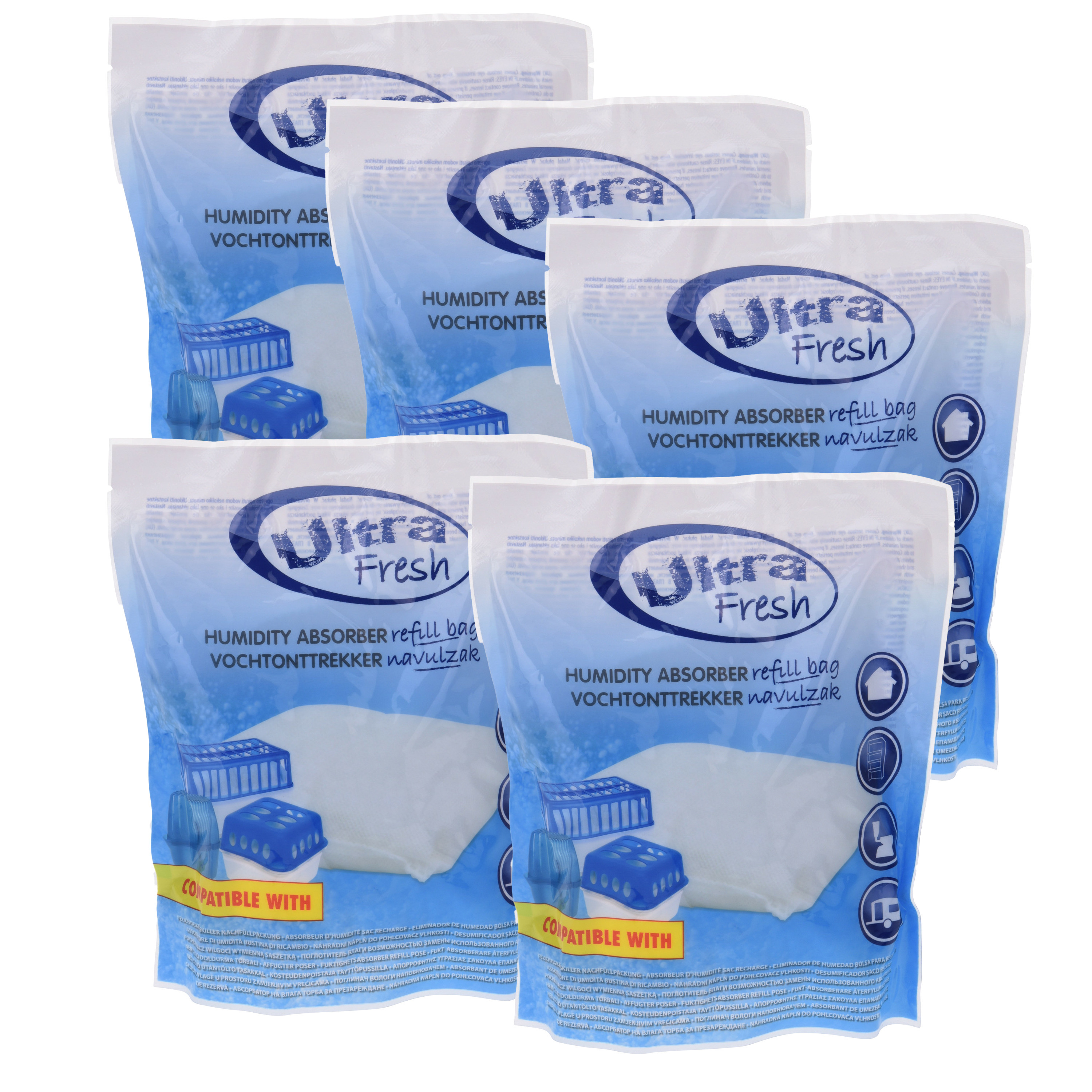Navulling voor vochtonttrekkers/vochtvangers/vochtopnemers - 5x - 450 gram -