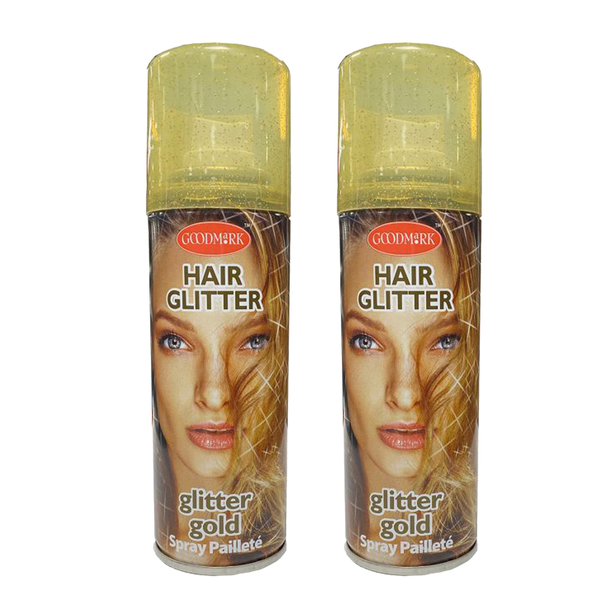 Haarspray of haarverf - 2x - kleur goud - verkleed accessoires - 125 ml - volwassenen en kinderen -