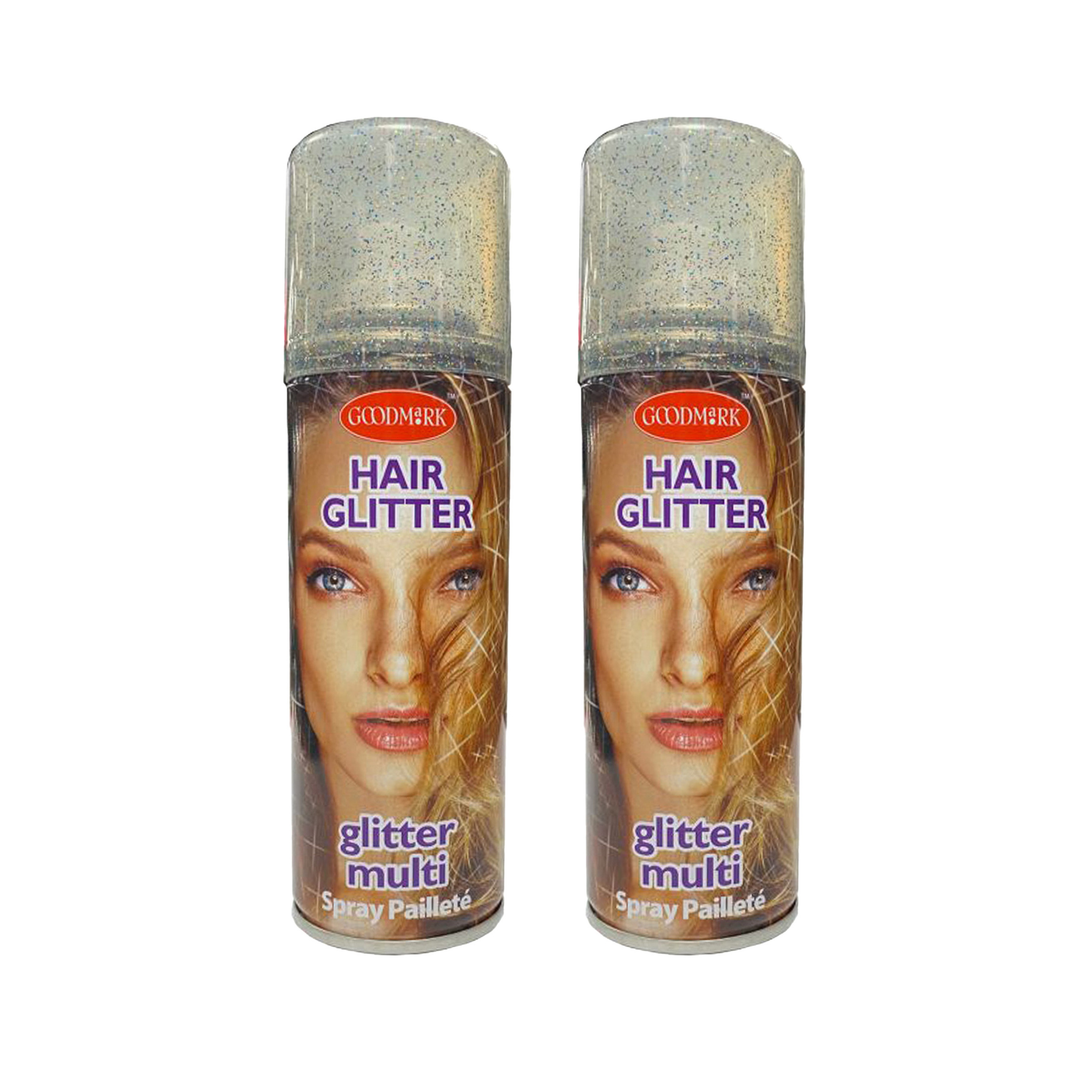 Haarspray of haarverf - 2x - kleurenmix glitter - verkleed accessoires - 125 ml -