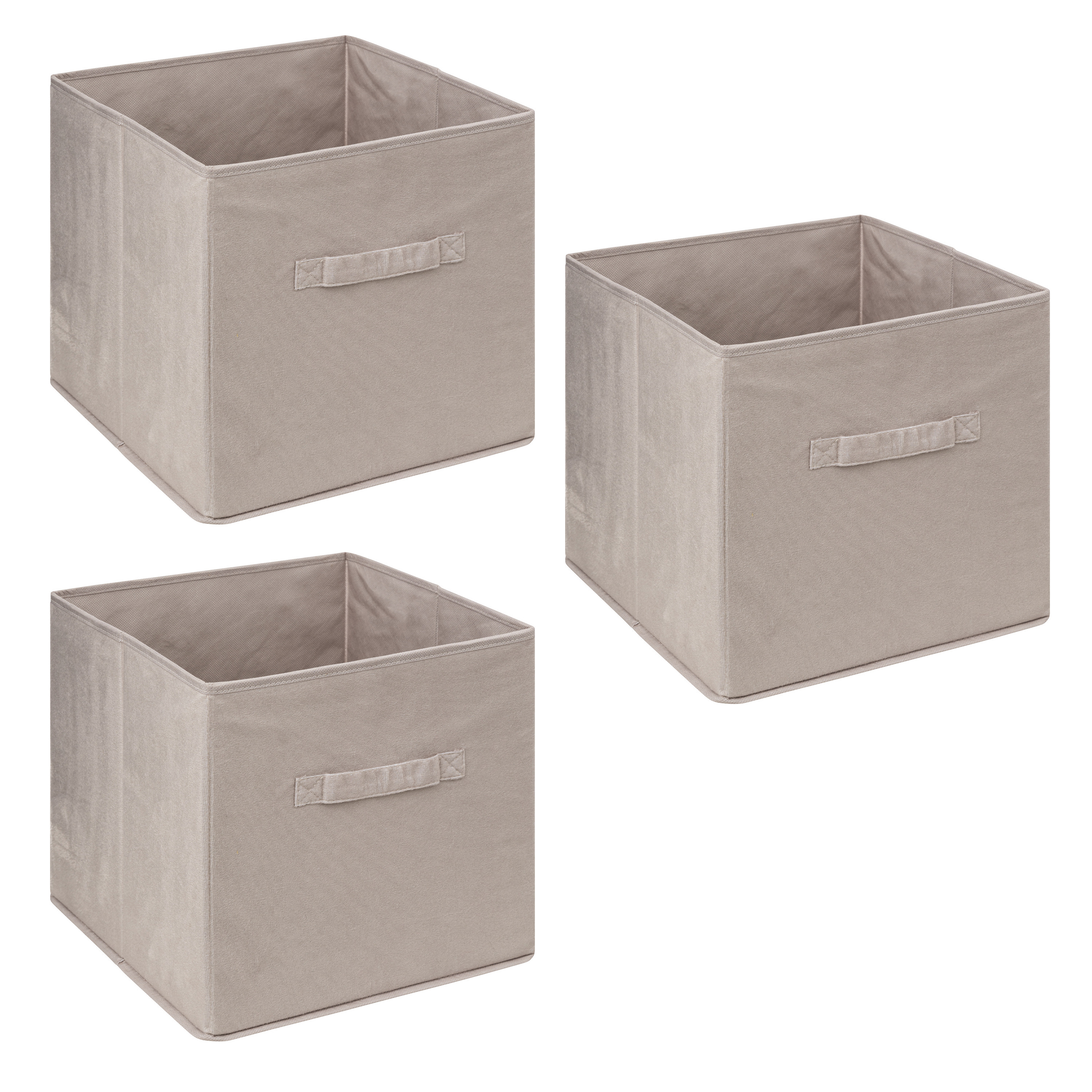 Opbergmand/kastmandje - 3x - Beige - 31 x 31 x 31 cm - 29 liter - Vakkenkast manden - Stof -