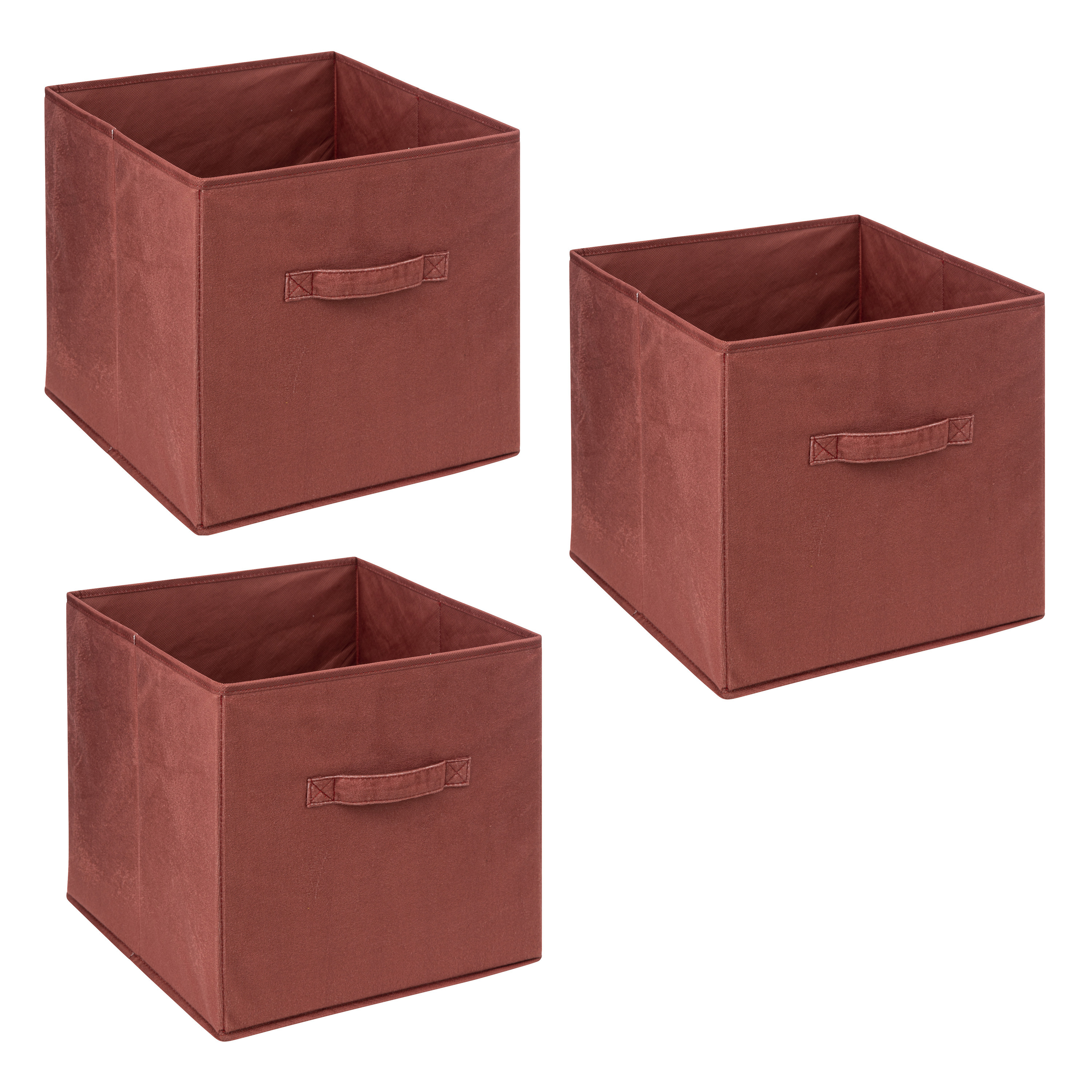 Opbergmand/kastmandje - 3x - Bordeaux rood - 31 x 31 x 31 cm - 29 liter - Vakkenkast manden - Stof -