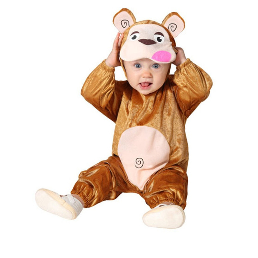 Verkleed set voor peuters - aapje - bruin - 2-delig - carnaval verkleedkleding 12-24 maanden (80-92) -
