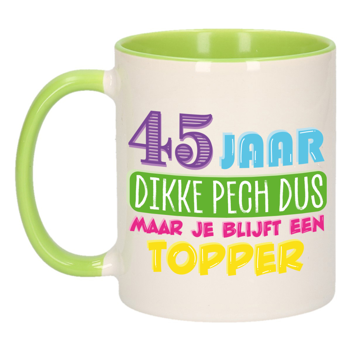 Verjaardag cadeau mok 45 jaar - groen - dikke pech dus - 300 ml - keramiek -