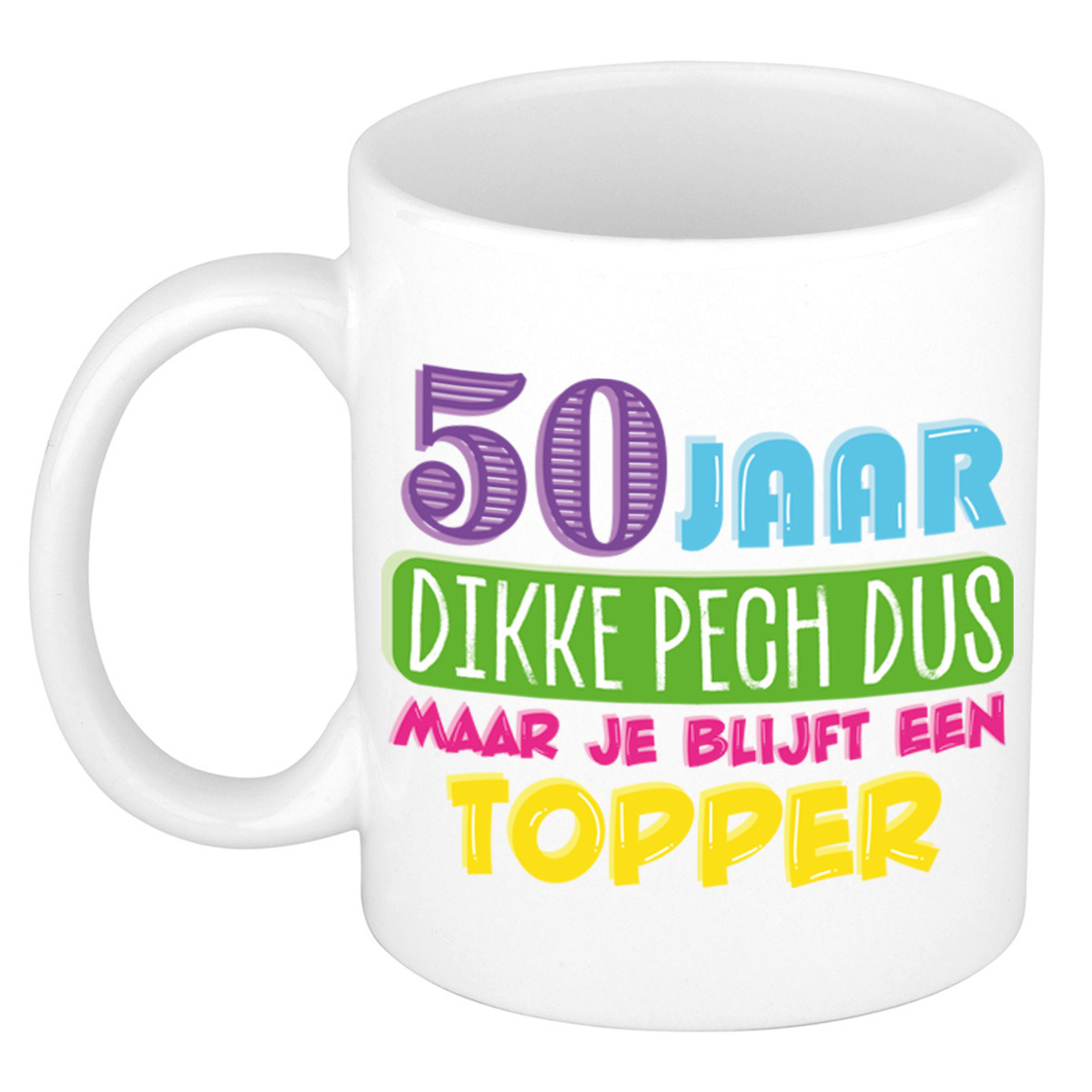 Verjaardag cadeau mok 50 jaar - wit - dikke pech dus - 300 ml - Abraham/Sarah -