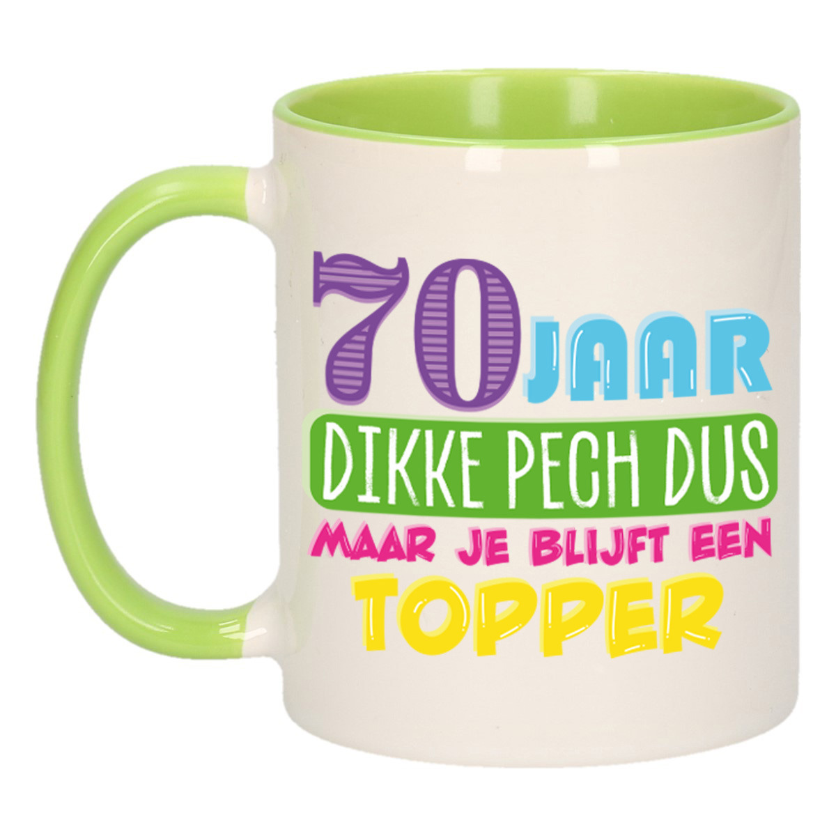Verjaardag cadeau mok 70 jaar - groen - dikke pech dus - 300 ml - Keramiek -