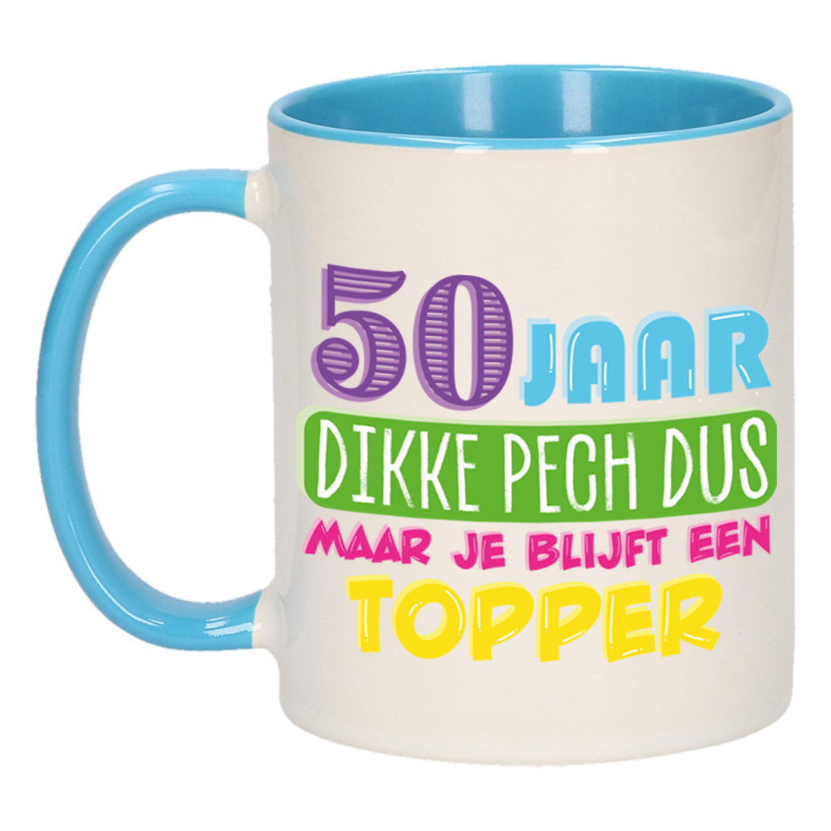 Verjaardag cadeau mok 50 jaar - blauw - dikke pech dus - 300 ml - Abraham/Sarah -