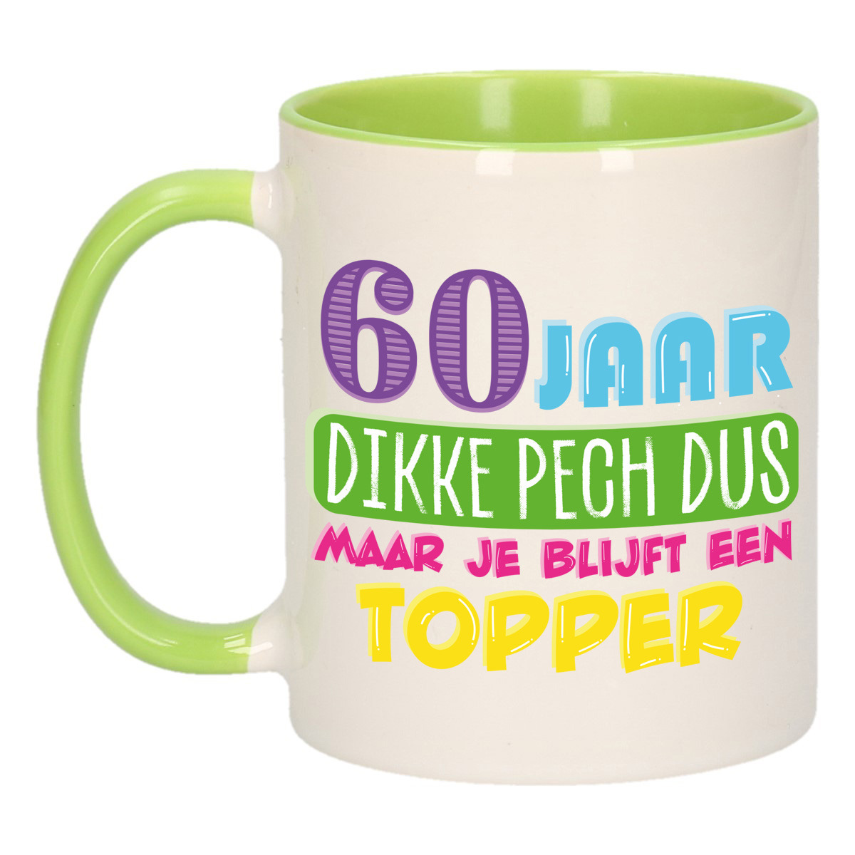 Verjaardag cadeau mok 60 jaar - groen - dikke pech dus - 300 ml - Keramiek -