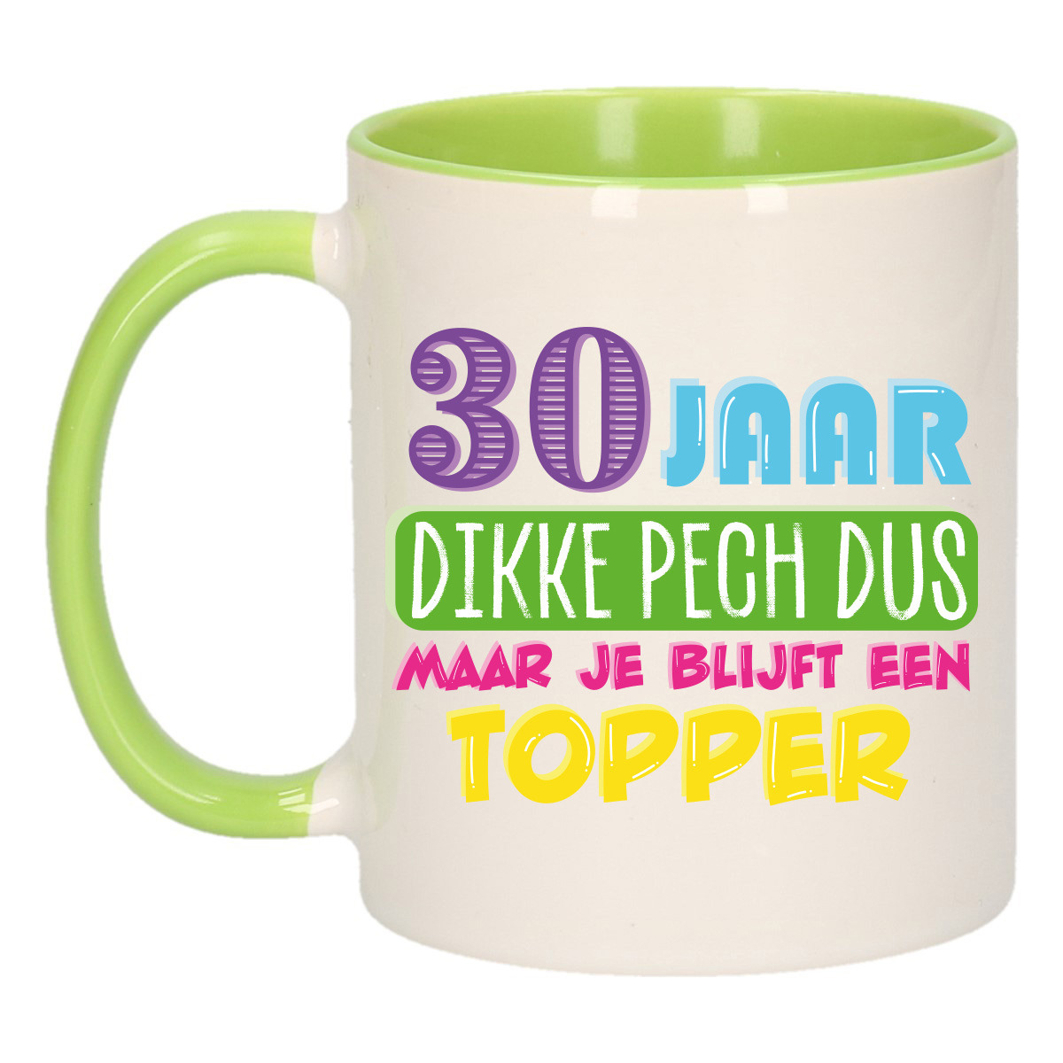 Verjaardag cadeau mok 30 jaar - groen - dikke pech dus - 300 ml - keramiek -