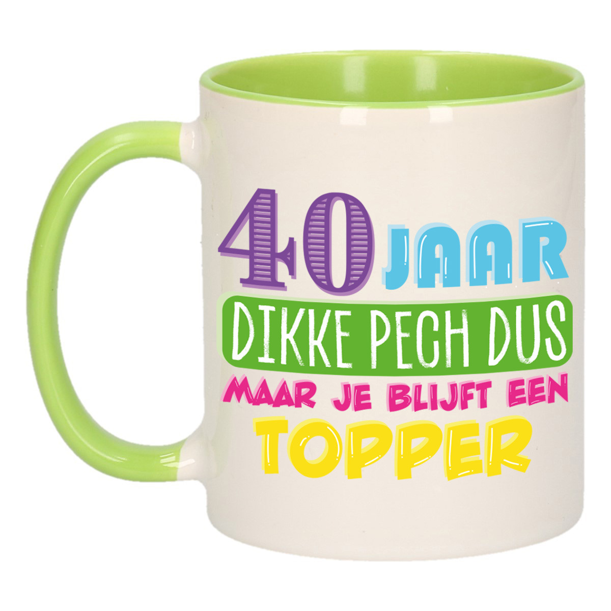 Verjaardag cadeau mok 40 jaar - groen - dikke pech dus - 300 ml - keramiek -